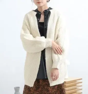 센스 오브 플레이스 루즈핏 가디건 알파카 울 혼방 아이보리