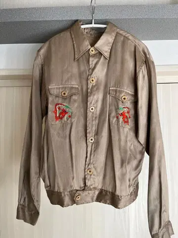 40's VINTAGE 실크 수베니어 자수 셔츠