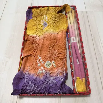 순수 실크 오비 장식 천 허리띠 세트 츠지가하나 패턴 조임