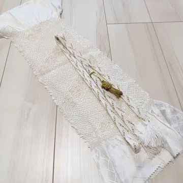 순수 실크 오비 장식 천 허리띠 세트 화이트 전통 예복 기모노 예복용