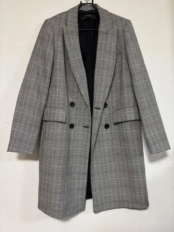 ZARA 하운드투스 체크 무늬 자켓 코트