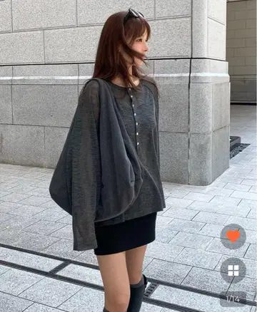 nugu 루즈 시스루 긴팔 T셔츠
