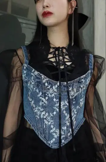 FETICO 로즈 데님 뷔스티에 사이즈 1