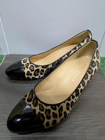 레오파드 무늬 플랫슈즈 약 5cm 힐