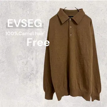 이브세그 최고급 100% 카멜 헤어 니트 스웨터 긴팔 카멜
