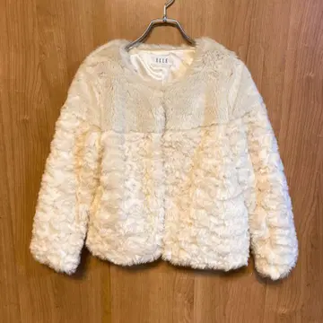 [ELLE] 엘르 숏 코트 자켓 인조 모피 화이트 M