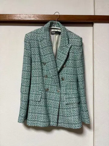 ZARA 테일러드 자켓 그린 계열 트위드