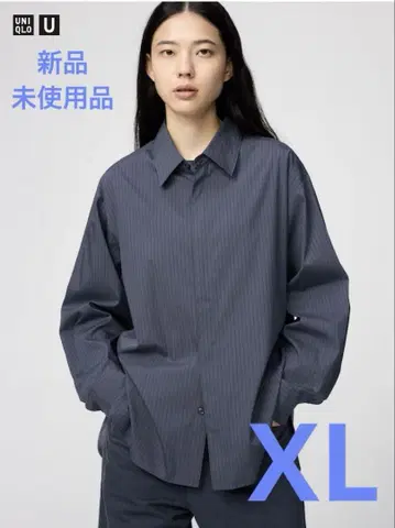 UNIQLOU 드레이프 셔츠 블루 XL