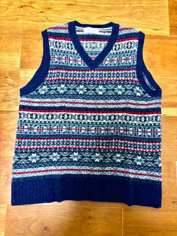 URBAN RESEARCH 노르딕 무늬 V넥 울 베스트