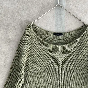 theory 띠어리 시스루 니트 코튼 린넨 7부 소매 올리브