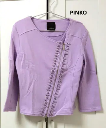 PINKO 라벤더 긴팔 팔분 길이 가디건