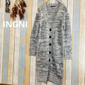 [ INGNI ] 롱 가디건 겉옷 V넥 버튼 M