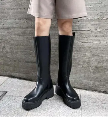 [ 페이지 보이 ] 블랙 롱 부츠 사이드 지퍼