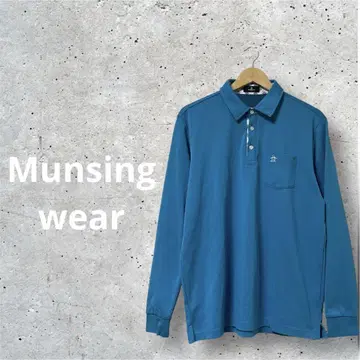 [ Munsingwear ] 긴팔 피케 셔츠 LL 가슴 포켓 펭귄 자수