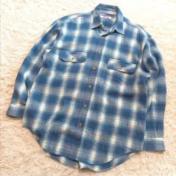 [ 90s ] 펩시 콜라 옴브레 체크 플란넬 셔츠 사이즈 M 블루