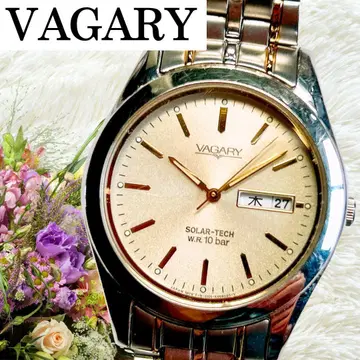 작동 바갈리 VAGARY 솔라 시계 데이트 실버 E101