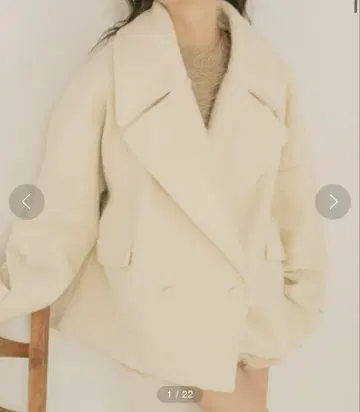 VANNIE U 부클 빅 칼라 코트 아이보리