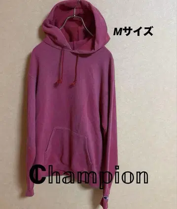 Champion 후드 부착 후드티 M 사이즈 빨간색 페이드