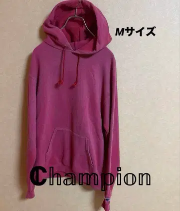 Champion 후드 부착 후드티 M 사이즈 빨간색 페이드