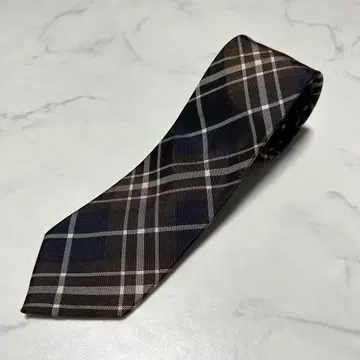 새상품급 유나이티드 애로우즈 넥타이 브라운 체크 실크