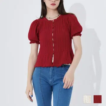 케이블 무늬 반팔 가디건 TINA:JOJUN