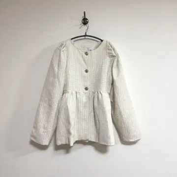 새상품 AS KNOW AS plus 플럼 노카라 트위드 자켓