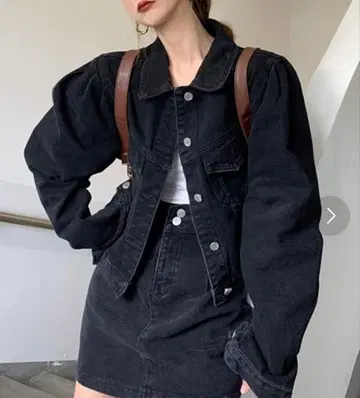 블랙 데님 셋업