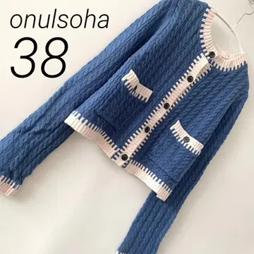 onulsoha 오누르소하 가디건 크롭 케이블 니트 파랑