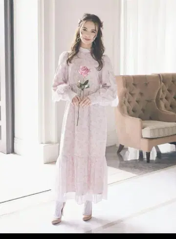 메종 드 플뢰르 원피스 핑크 리본 장미