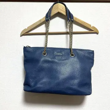 FURLA 훌라 토트백 골드 체인 주름 가죽 블루