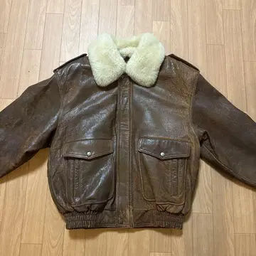 브라운 가죽 MA-1 자켓 퍼 포함