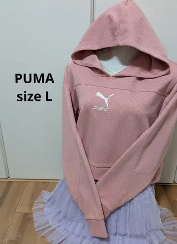 PUMA 핑크 크롭 후드티 숏 기장 핑크 Y2K