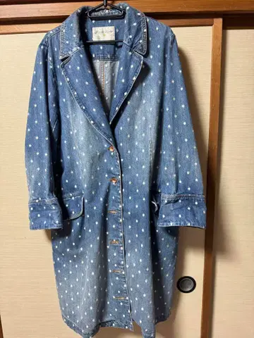 Franche Lippee FL5 도트 무늬 데님 롱 자켓