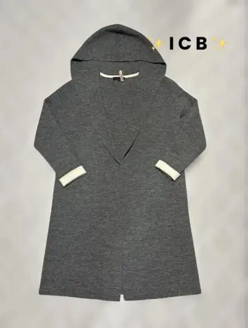 [ 새상품급 ] ICB 후드 부착 니트 롱 가디건 그레이 M 사이즈