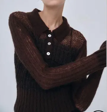 Laube blanc 로브 블랑 sheer polo knit brown