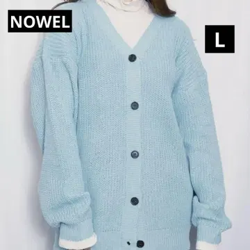 [ 미사용 새상품 ] NOWLE 심플 라인 패턴 V넥 니트 가디건 L