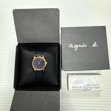 agnis b. 네이비 가죽 시계