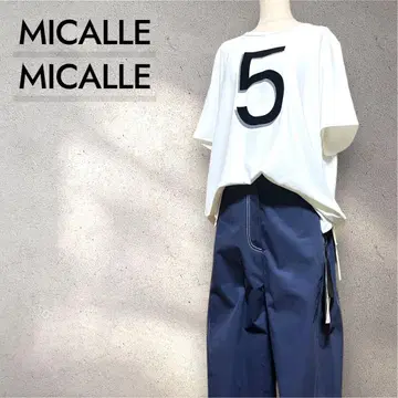 미사용 새상품 MICALLE MICALLE 넘버 프린트 T셔츠 화이트