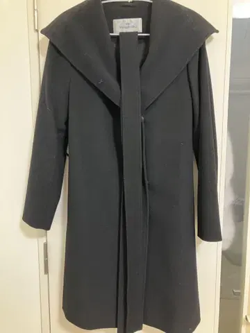 블랙 울 캐시미어 롱 코트 사이즈 2