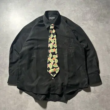 빈티지 모드 블랙 넥타이 셔츠 세트 레트로 유럽인