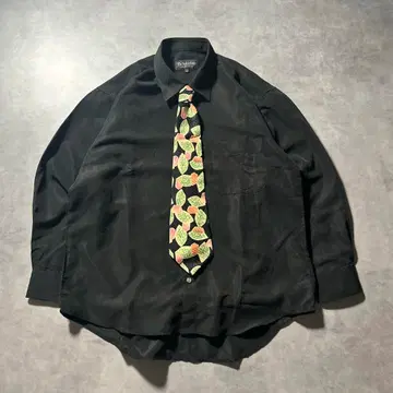 빈티지 모드 블랙 넥타이 셔츠 세트 레트로 유럽인