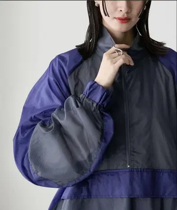 [ forksy. ] 시어 나일론 하프 지퍼 배색 아노락 자켓