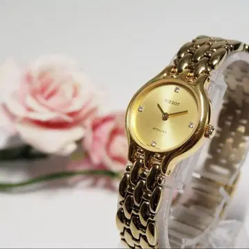 티쏘 TISSOT 4P다이아 골드 컬러 여성용 손목시계