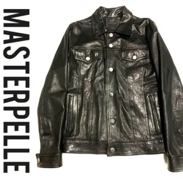 12만 MASTERPELLE 블랙 가죽 트래커 자켓