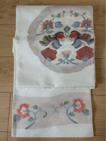 꽃과 새 자수 오비