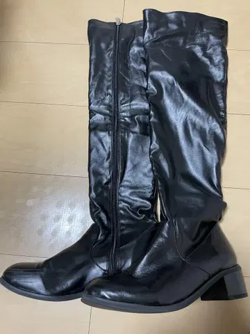 니하이 부츠 블랙 로우힐 L 사이즈 24.5cm 코스프레