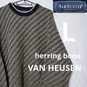 VAN HEUSEN 헤링본 아크릴 니트 스웨터 빈티지 L