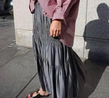 machatt 새틴 개더 스커트 그레이