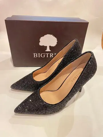 글리터 블랙 하이힐 8cm
