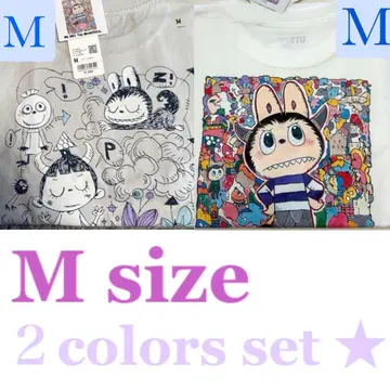 유니클로 팝마트 더 몬스터즈 러브브 UT M 화이트 그레이 2장 세트